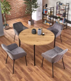 Stół Moris okragły dąb złoty/ czarny