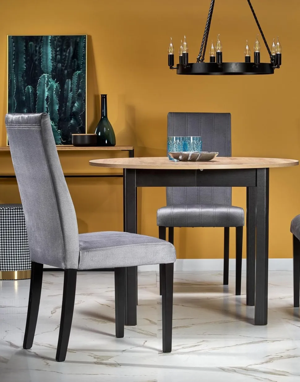 Stół Nigo rozkładany dąb artisan/ czarny