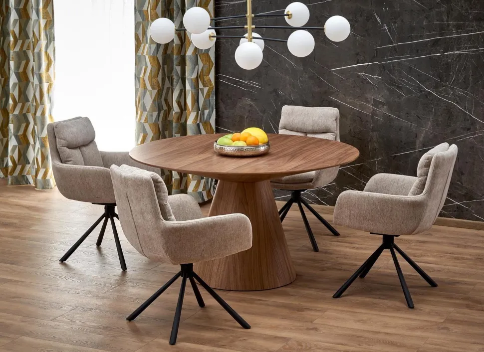 Stół Obituar okrągły, orzechowy