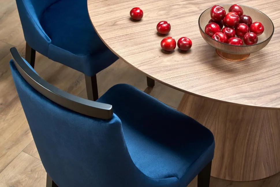 Stół Obituar okrągły, orzechowy