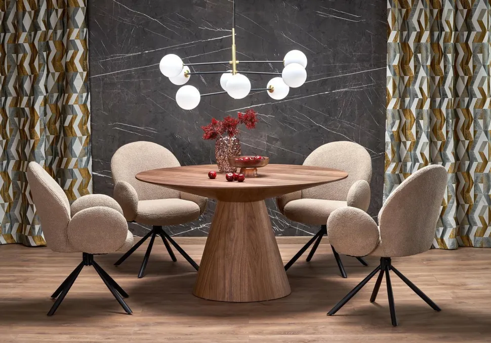 Stół Obituar okrągły, orzechowy