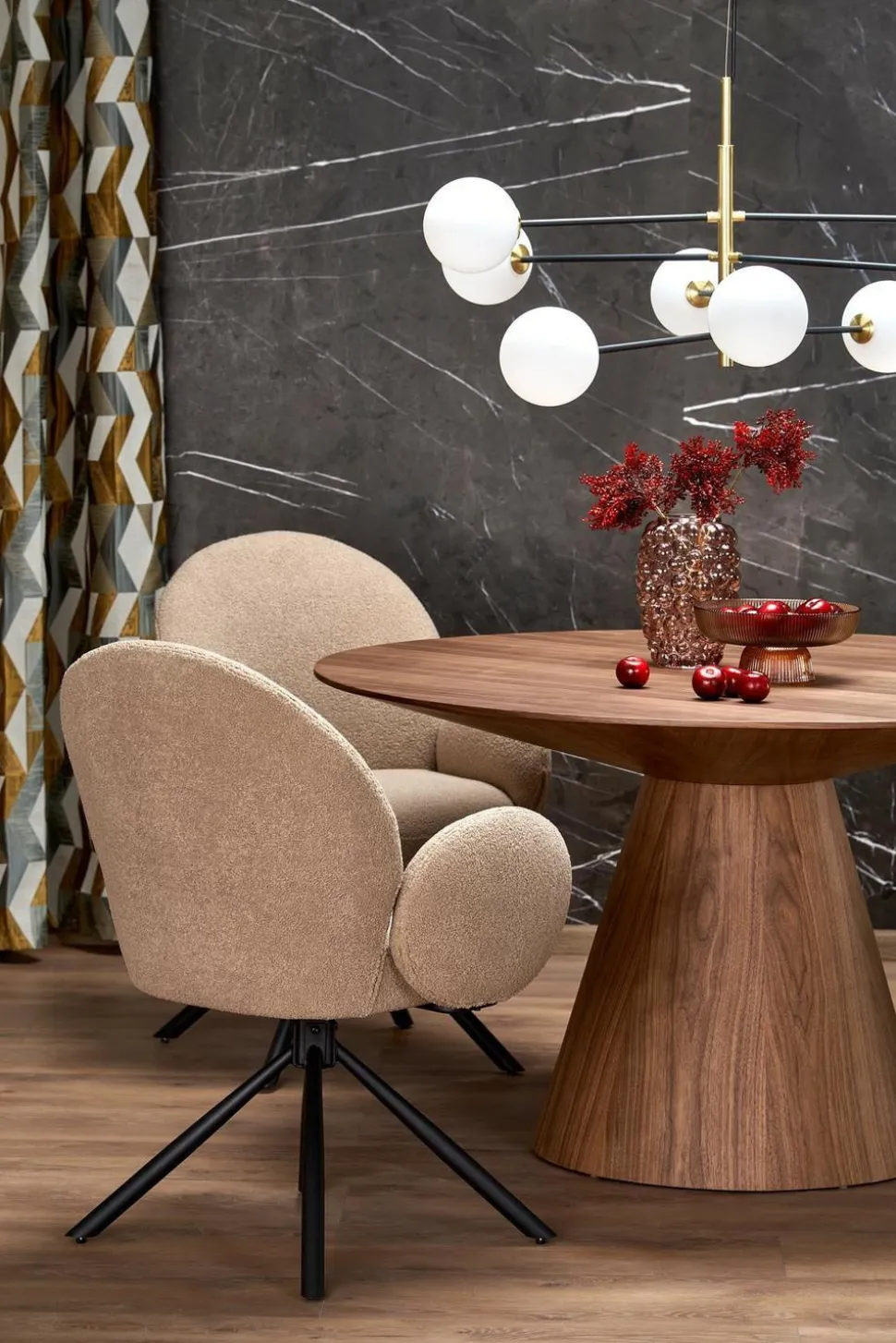 Stół Obituar okrągły, orzechowy