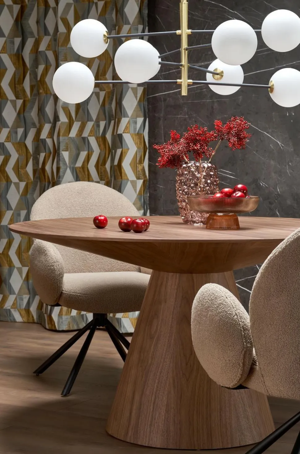 Stół Obituar okrągły, orzechowy