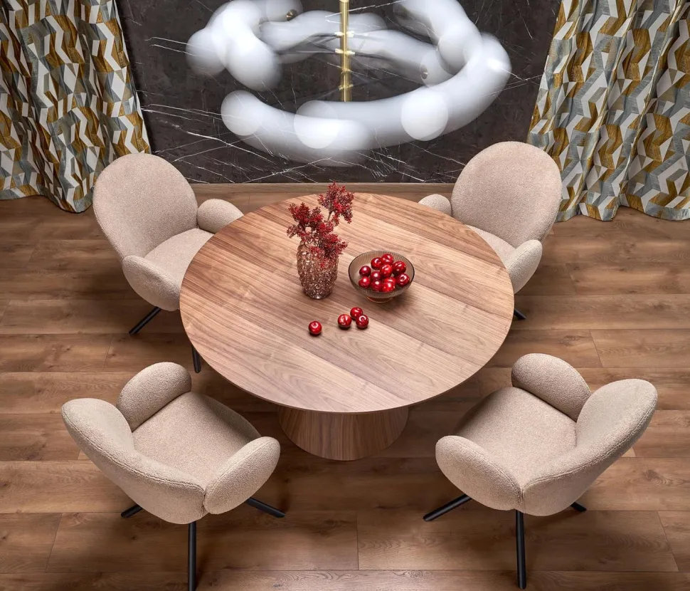 Stół Obituar okrągły, orzechowy