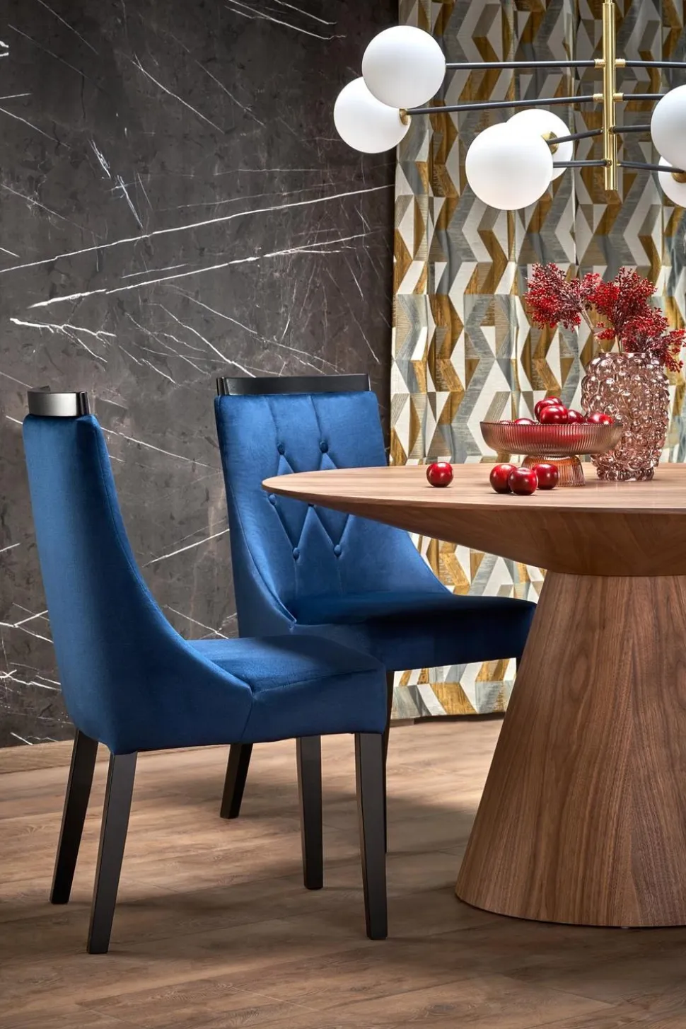 Stół Obituar okrągły, orzechowy