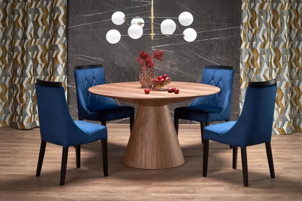 Stół Obituar okrągły, orzechowy