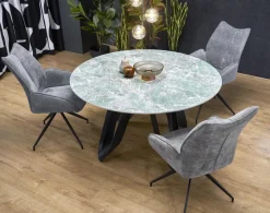 Stół okrągły Agassi zielony marmur/czarny