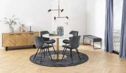 Stół okrągły Corby marmur/złoty