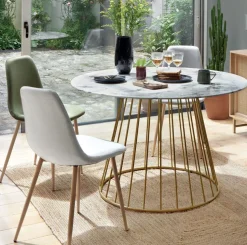 Stół okrągły Rayo marmur/ złoty
