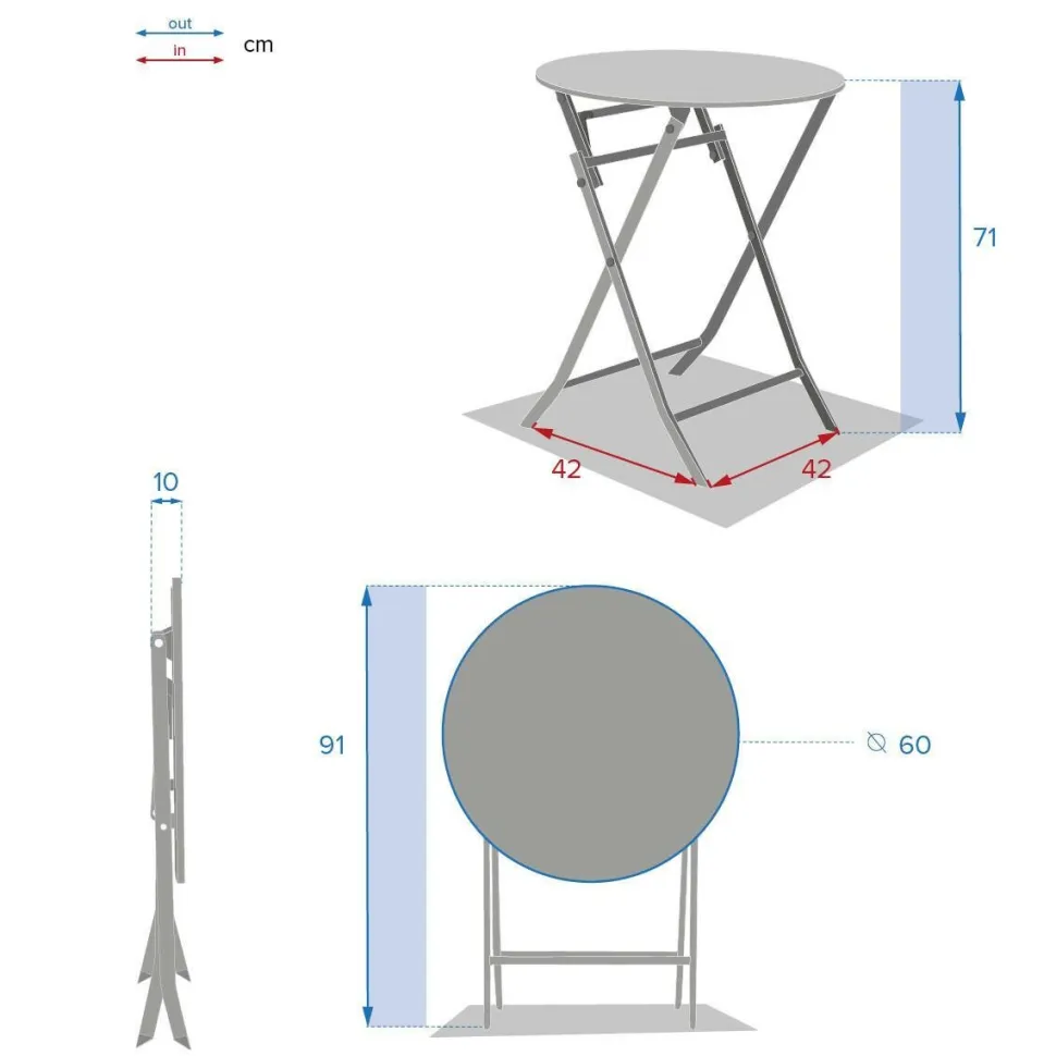 Stół okrągły składany Greensboro szary