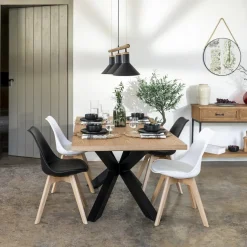 Stół Olaf rozkładany naturalny/czarny 90/180-220