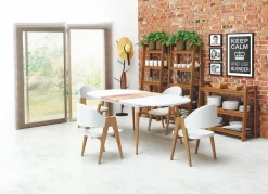 Stół Rebi rozkładany biały / dąb san
