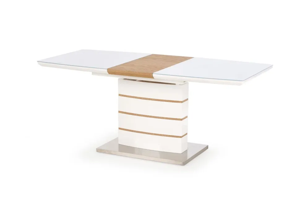 Stół Roles rokładany biały/ dąb złoty 80/140-180