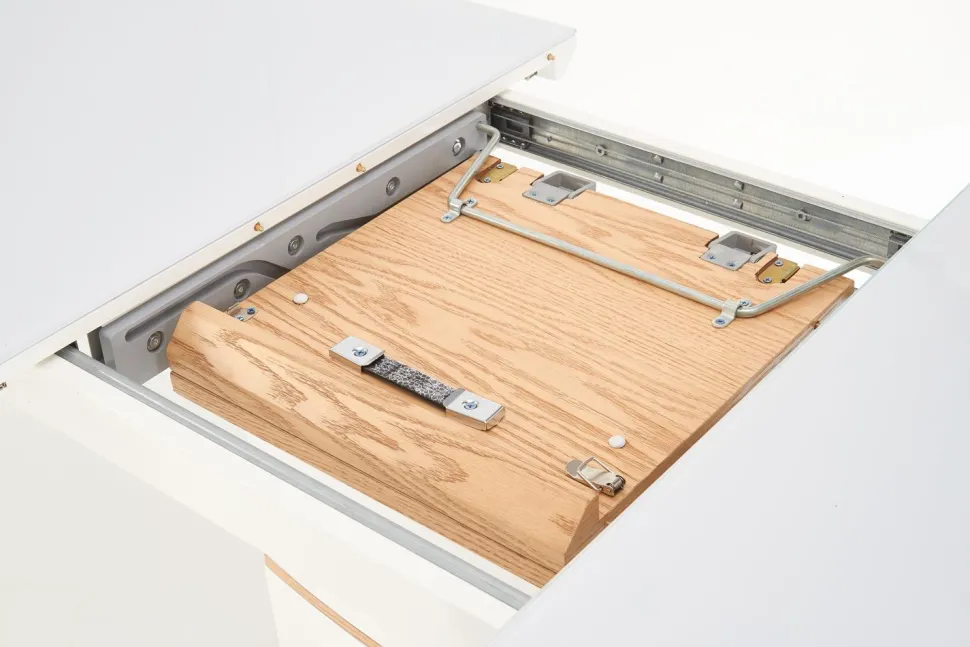 Stół Roles rokładany biały/ dąb złoty 80/140-180