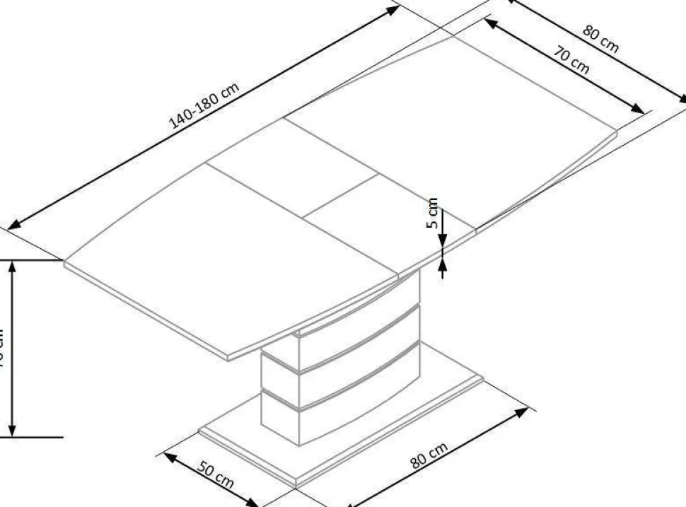 Stół Roles rokładany biały/ dąb złoty 80/140-180