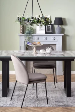 Stół Rowel rozkładany, biały marmur/popielaty