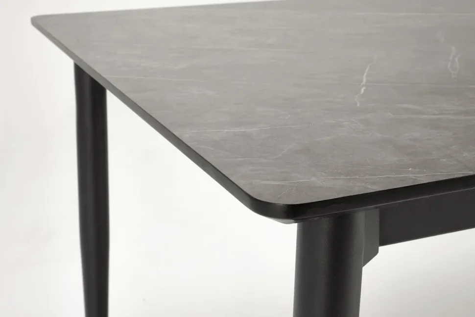 Stół rozkładany Ariaster popielaty marmur/czarny 90/180-260cm