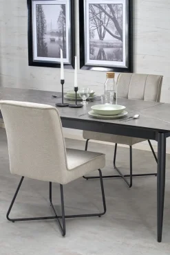 Stół rozkładany Ariaster popielaty marmur/czarny 90/180-260cm