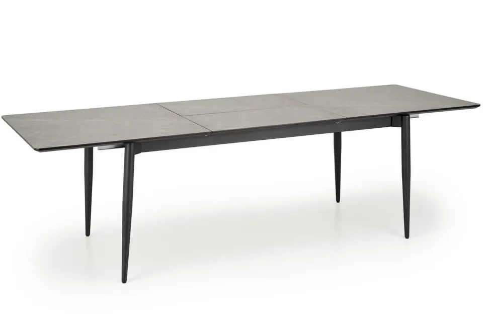 Stół rozkładany Ariaster popielaty marmur/czarny 90/180-260cm