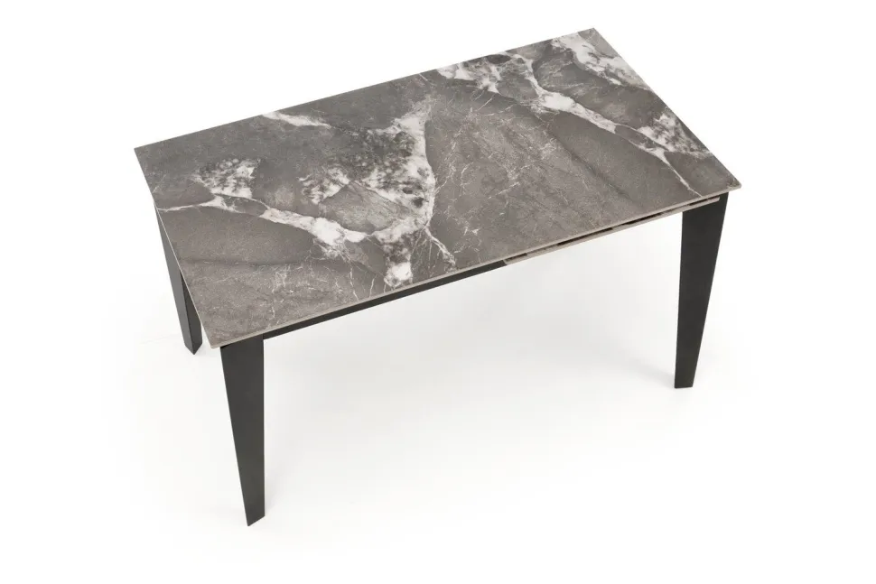 Stół rozkładany Asniki popielaty marmur/czarny 81/141-201cm