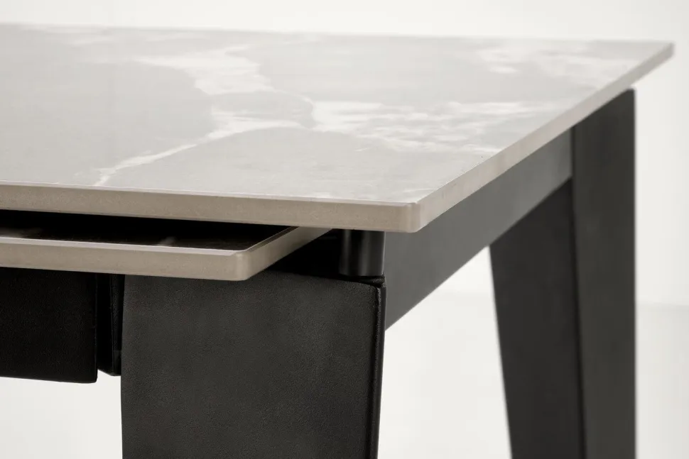Stół rozkładany Asniki popielaty marmur/czarny 81/141-201cm