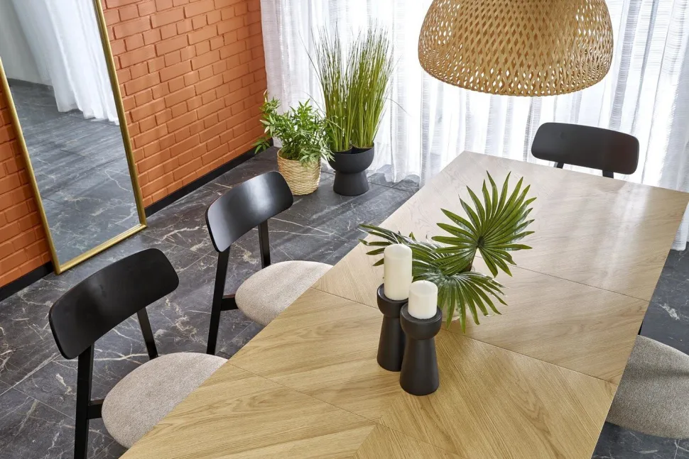 Stół rozkładany Manavi naturalny/ czarny