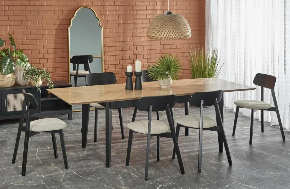 Stół rozkładany Manavi naturalny/ czarny