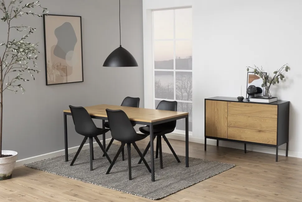 Stół Seaford 160x80 naturalny/czarny loftowy