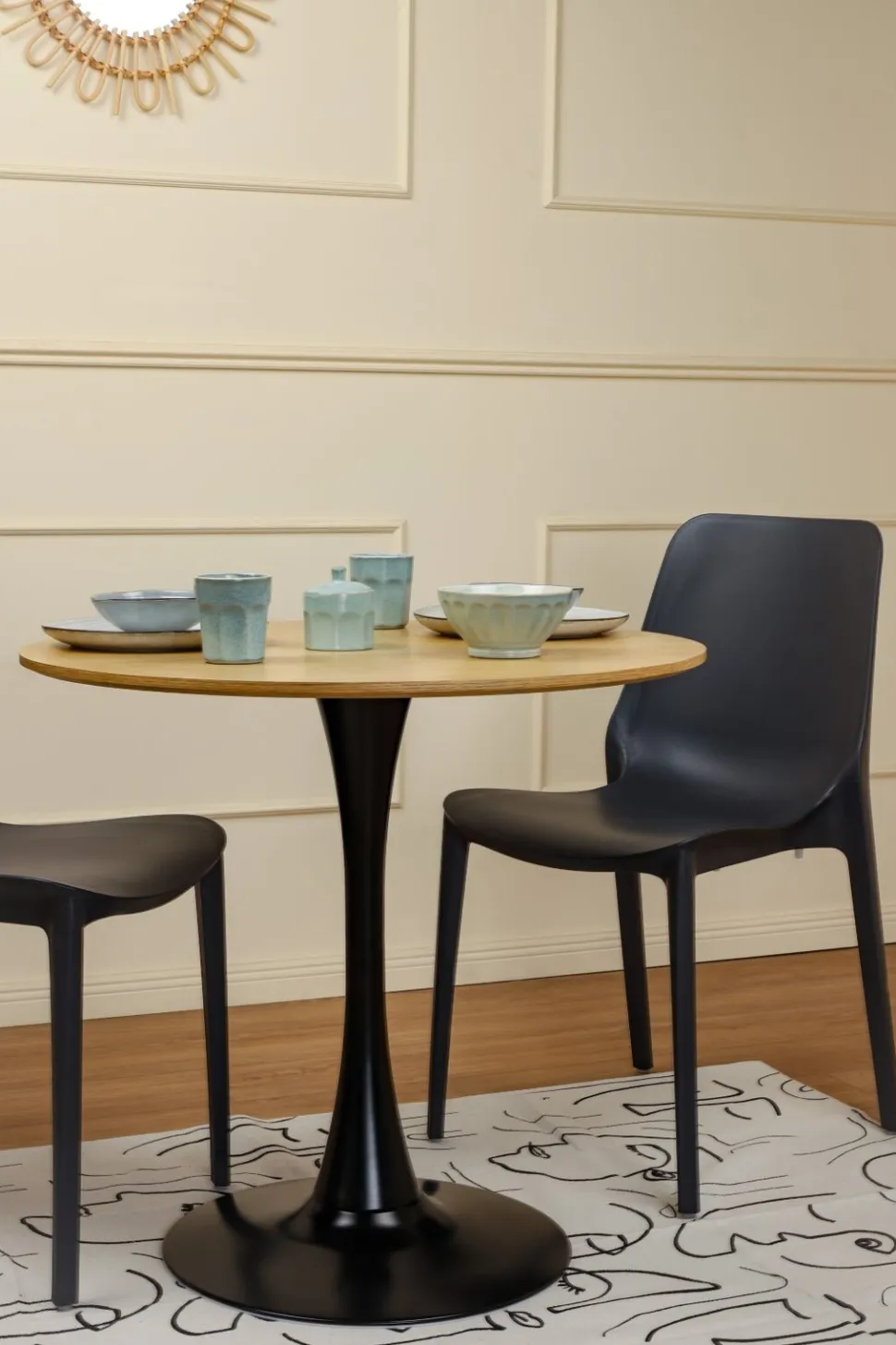 Stół Simplet Skinny dąb/ czarny 80 cm