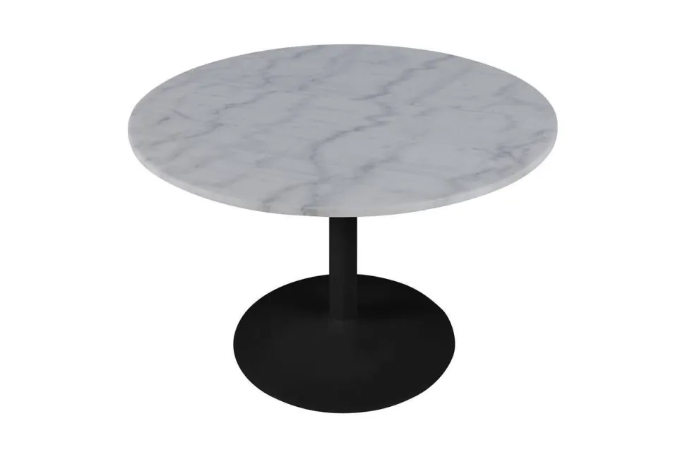 Stół Tarifa biały marmur czarna podstawa okrągły
