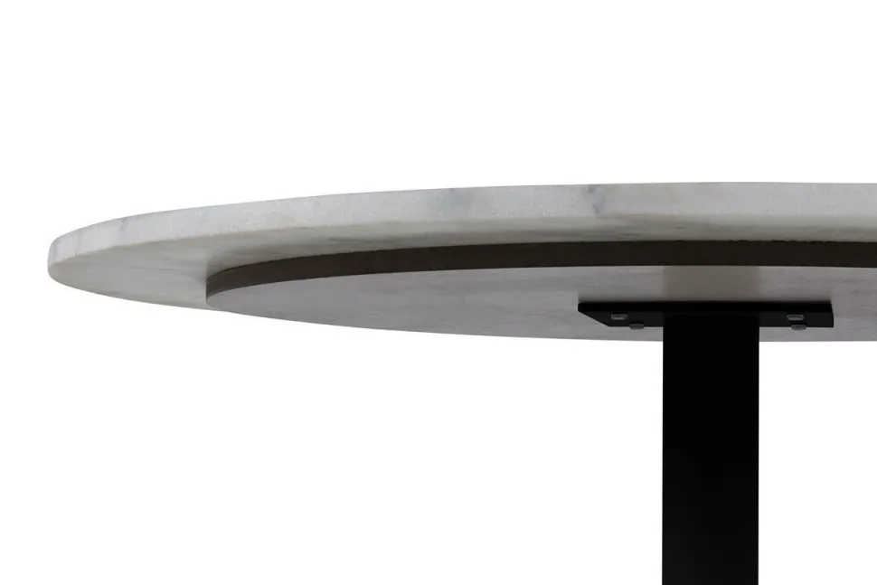 Stół Tarifa biały marmur czarna podstawa okrągły