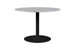 Stół Tarifa biały marmur czarna podstawa okrągły
