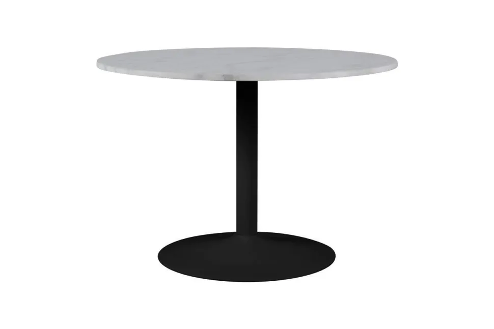 Stół Tarifa biały marmur czarna podstawa okrągły