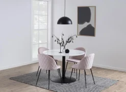 Stół Tarifa biały marmur czarna podstawa okrągły