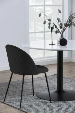 Stół Tarifa biały marmur czarna podstawa okrągły