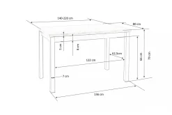 Stół Tiago 2 rozkładany 140-220/80 dąb