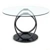 Stół Ticco okrągły transparentny/ czarny