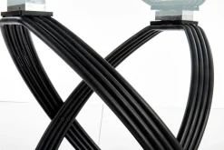 Stół Ticco okrągły transparentny/ czarny