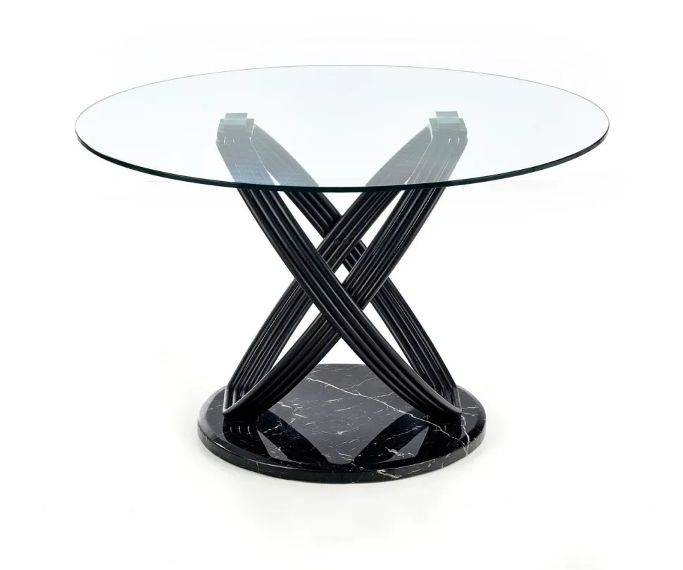 Stół Ticco okrągły transparentny/ czarny