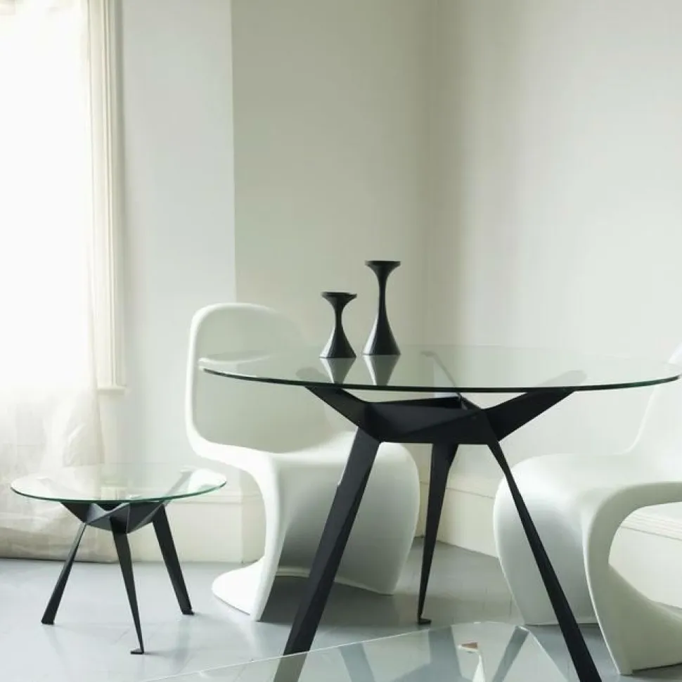 Stół Troy 90cm transparentny/ czarny