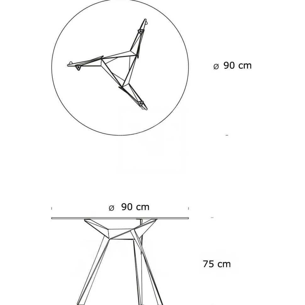 Stół Troy 90cm transparentny/ czarny