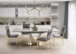 Stół Vermut rozkładany jasny szary/złoty