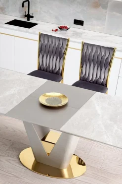 Stół Vermut rozkładany jasny szary/złoty