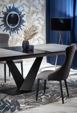 Stół Vinstron rozkładany, szary/czarny