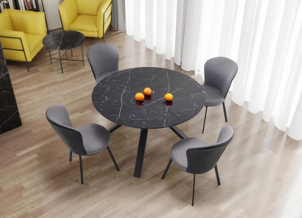 Stół Werro rozkładany, czarny marmur/