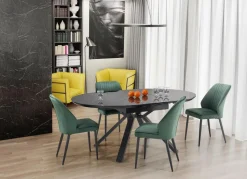 Stół Werro rozkładany, czarny marmur/