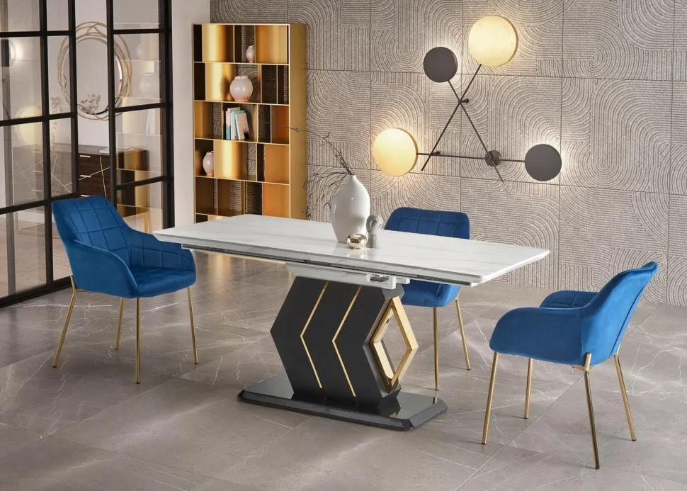 Stół Wireno rozkładany biały marmur/