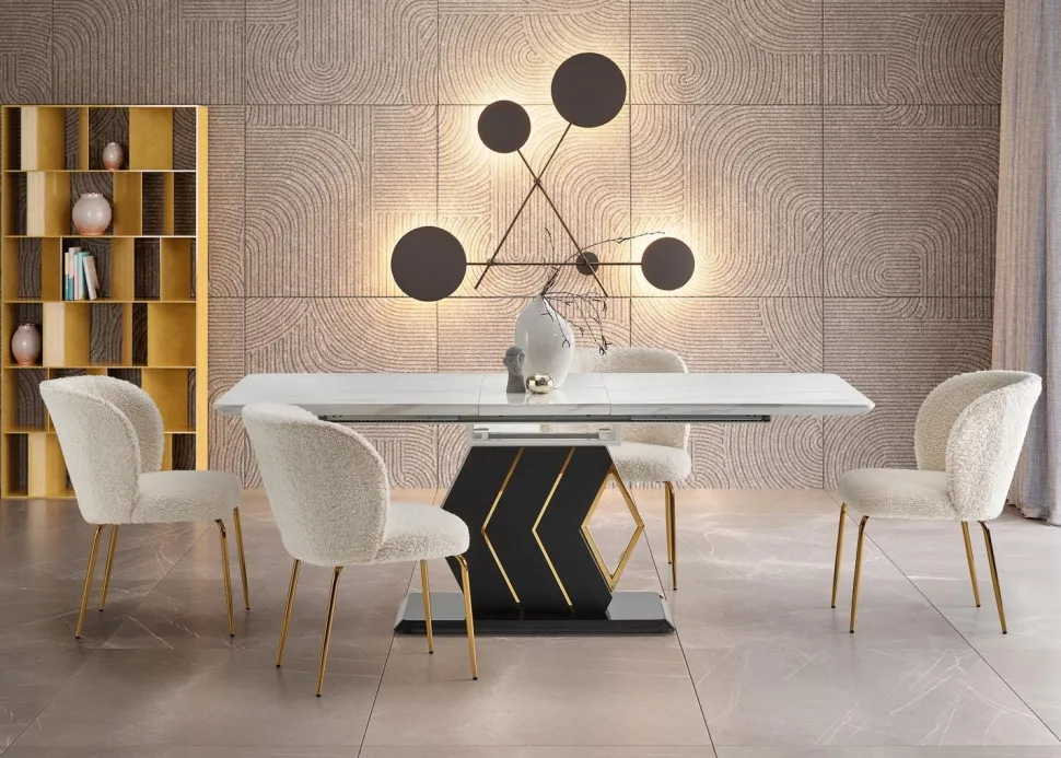 Stół Wireno rozkładany biały marmur/