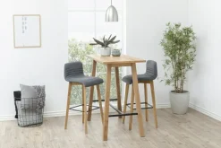 Stołek barowy Arosa antracytowy z drewnianymi nogami