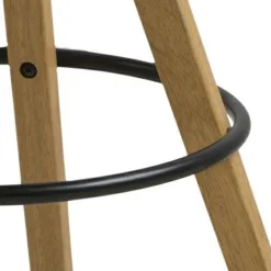 Stołek barowy Dima biały wood z drewnianymi nogami